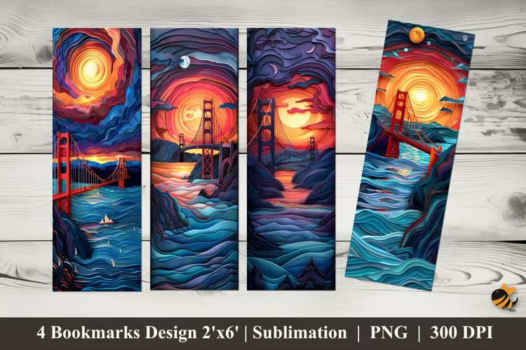 San Fransisco Illustration Bookmarks Sublimation Design