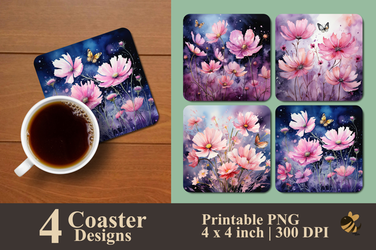 Cosmos Butterfly Coaster Sublimation Design