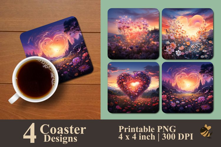 Wildflowers Coaster Sublimation Designs example image 1