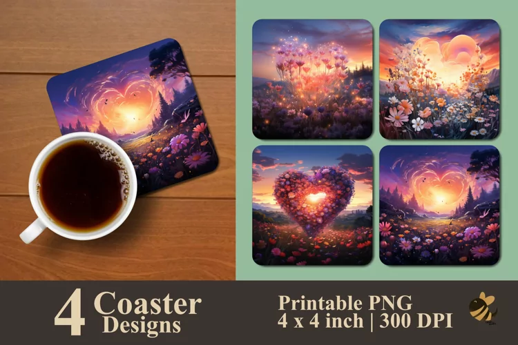 Wildflowers Coaster Sublimation Designs