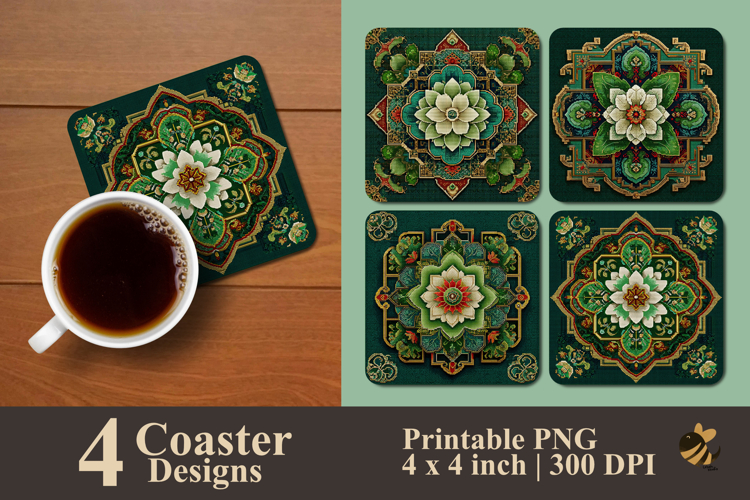 Lotus Octagon Coaster Sublimation Design