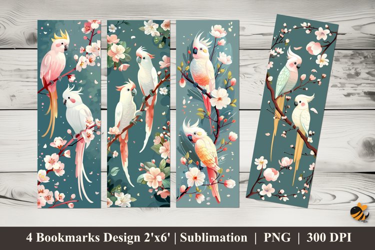 Cockatoo Bookmarks Sublimation Design example image 1