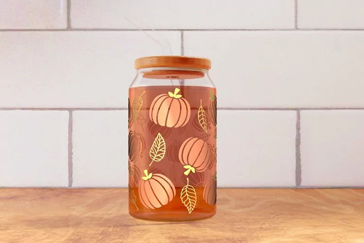 Pumpkin Glass Can Wrap 16oz SVG PNG, Halloween, Fall Glass.