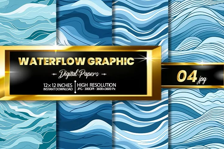 Waterflow Graphic Digital Papers - 04 Variations