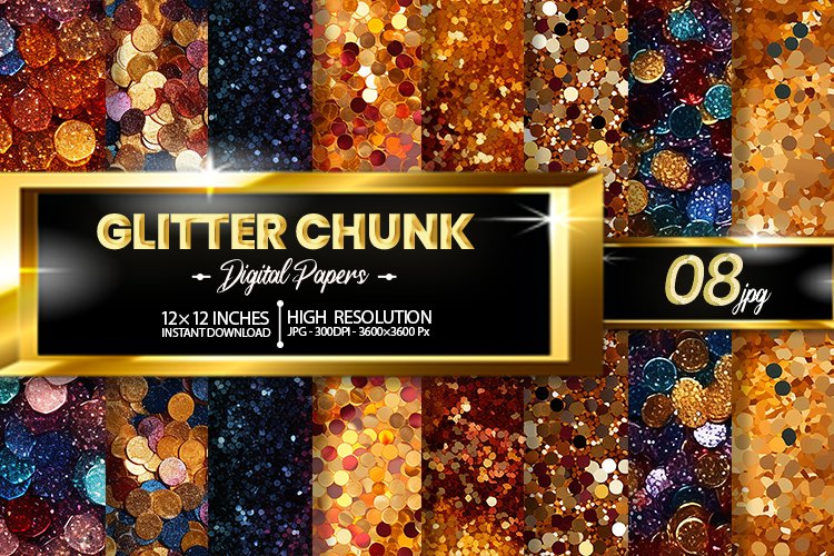 Glitter Chunk Digital Papers Bundle example image 1