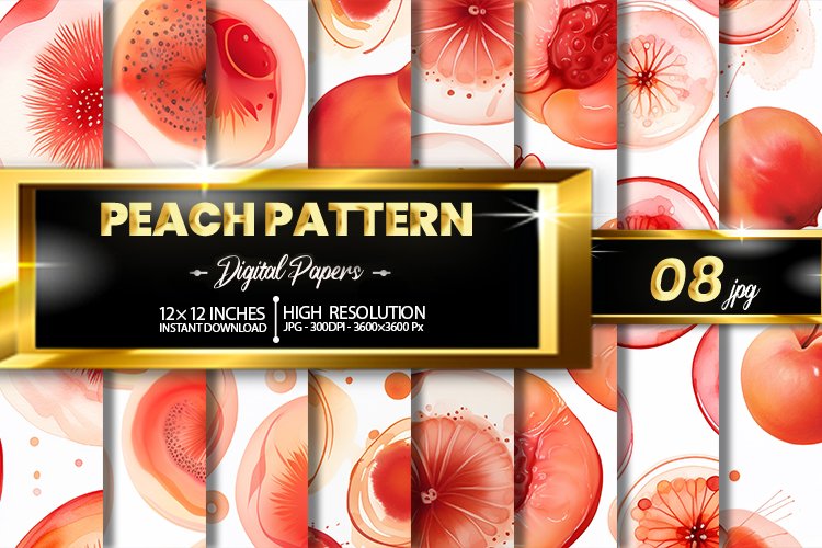 Peach Pattern Digital Paper example image 1