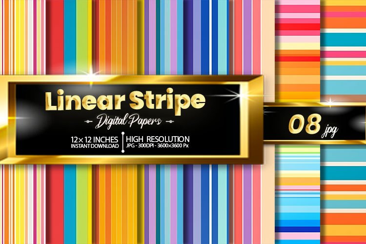 Linear Stripe Digital Papers Bundle example image 1