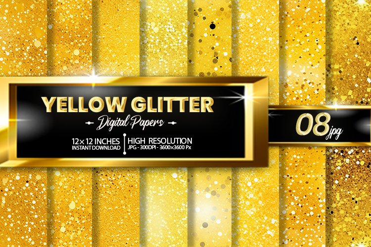 Yellow Glitter Digital Papers Bundle