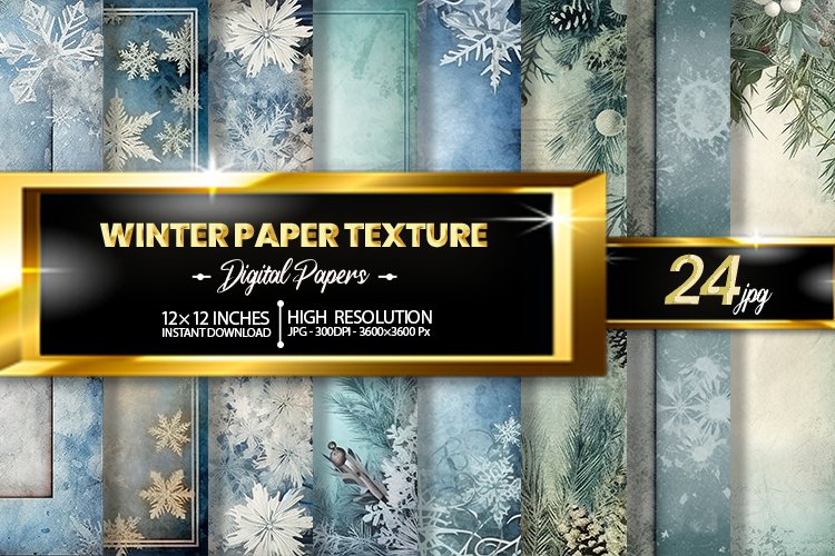 Winter Paper Texture Digital Papers Bundle example image 1