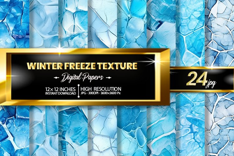 Winter Freeze Texture Digital Papers Bundle