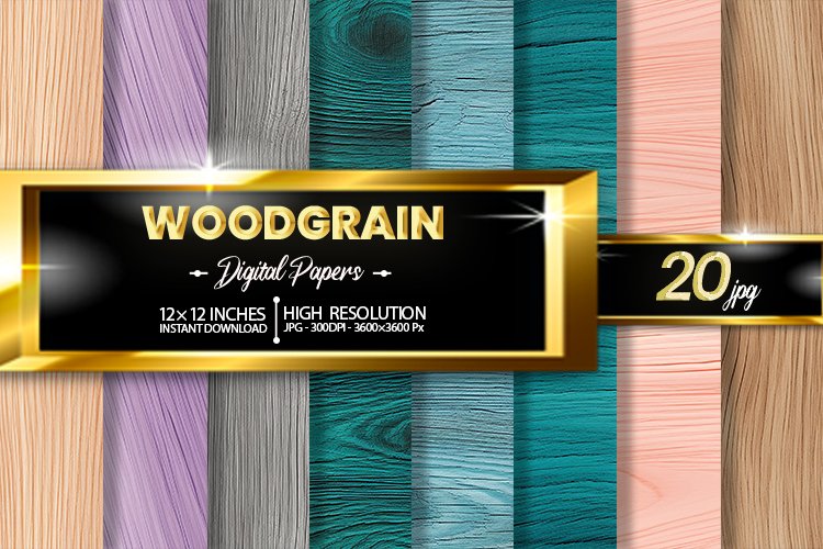 Woodgrain Digital Papers Bundle example image 1