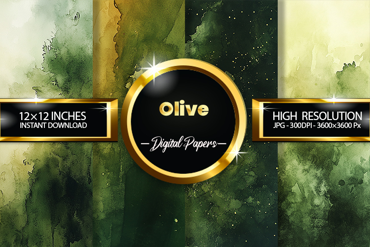 Olive Watercolor Digital Papers - 04 Variations