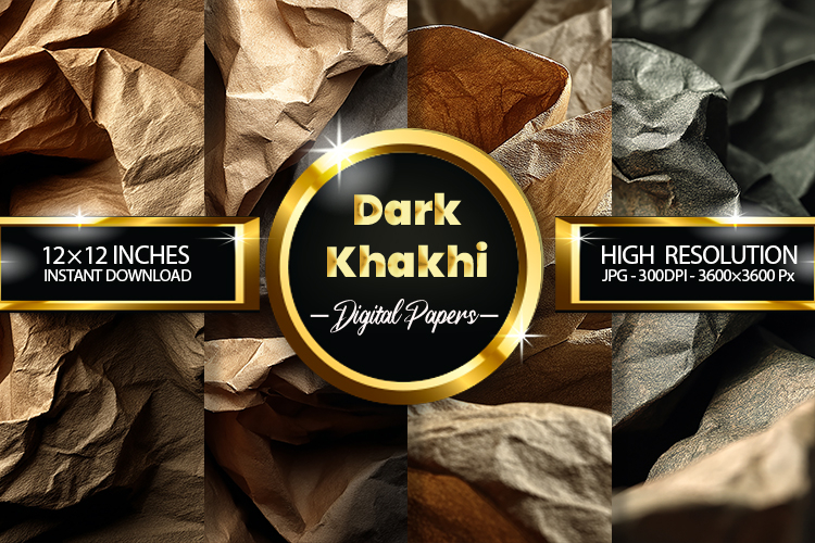 Dark Khakhi Wrinkled Digital Papers - 04 Variations