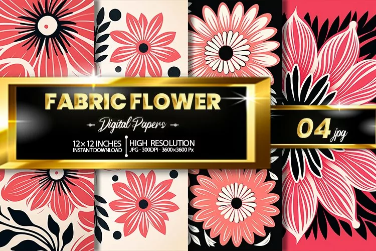 Fabric Flower Digital Papers