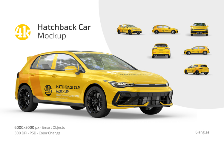Hatchback Car Mockup Set example image 1