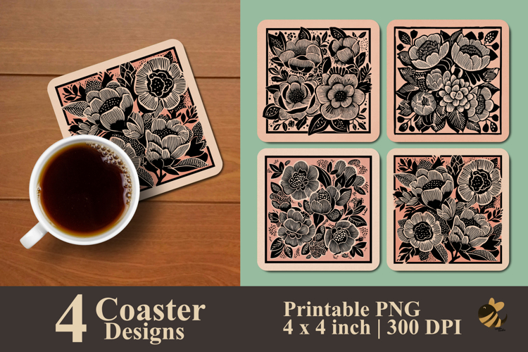 Ink Blossom Coaster Sublimation Design