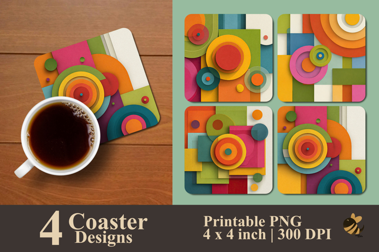 Simple Geometric Coaster Sublimation Design