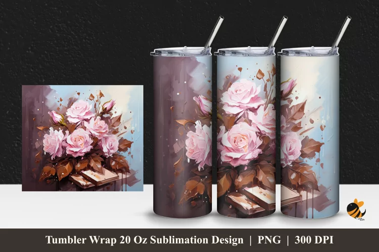 Chocolate and Flower Tumbler Wrap Sublimation Design 1