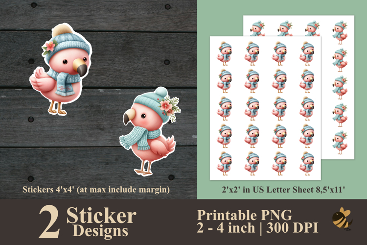Cute Flamingo Sticker Designs PNG