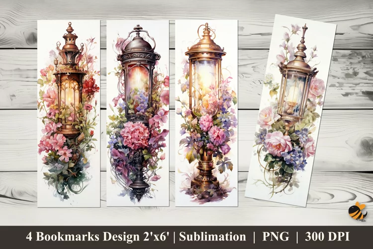 Old Flower Lamp Bookmarks Sublimation Design