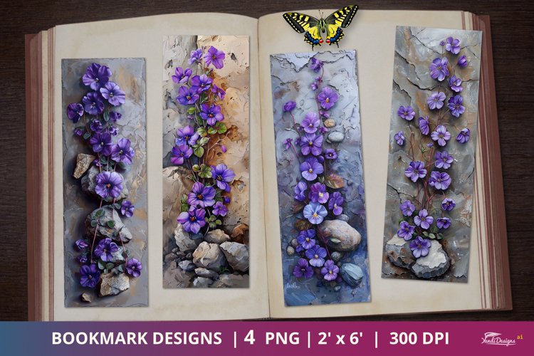 Violet Bacopa Flower Scrapbook Bookmark Designs example image 1