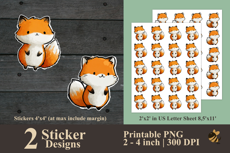 Cute Fox Sticker Designs PNG