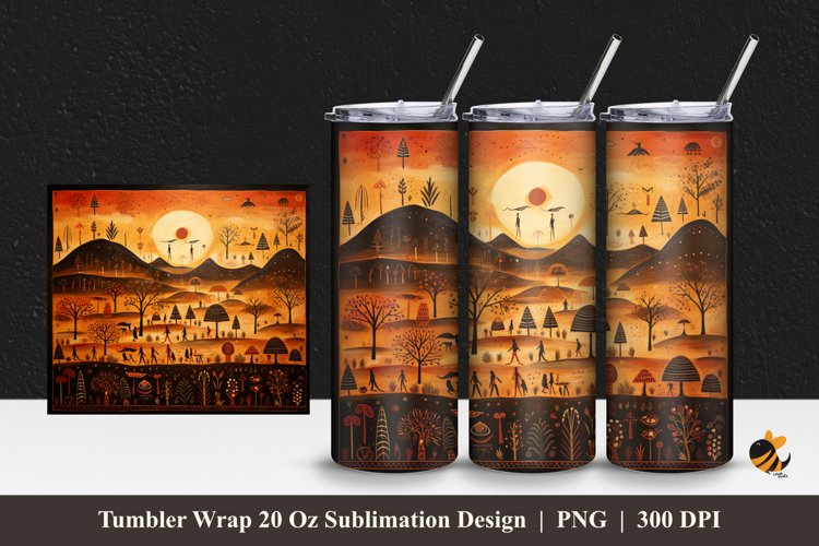 Ancient Relief Tumbler Wrap Sublimation Design 1