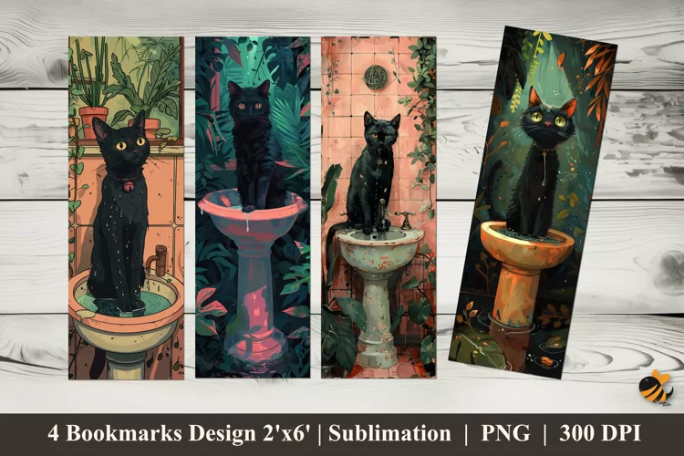 Bathing Cat Bookmarks Sublimation Design