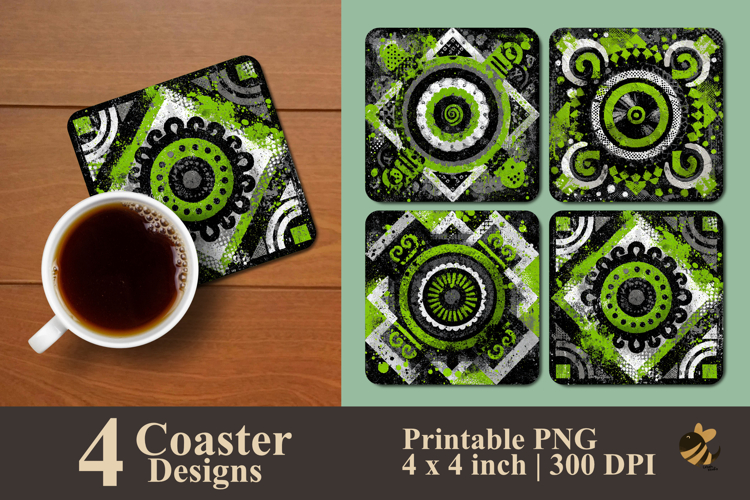Green Fusion Coaster Sublimation Design