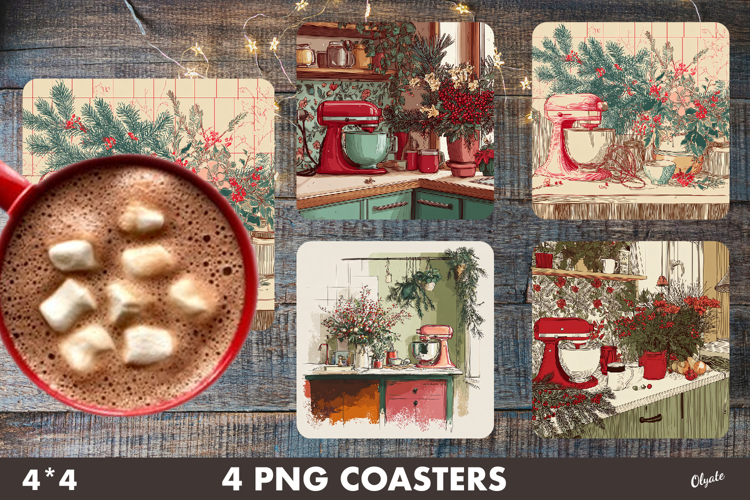 New Year Kitchen Coaster PNG. Christmas Coaster PNG