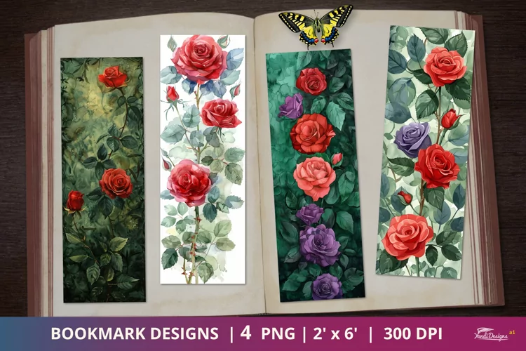 Beautiful Roses Scrapbook Bookmark Designs