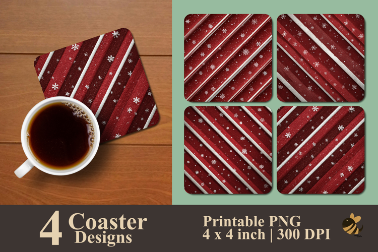 Crimson Snowline Elegan Coaster Sublimation Design