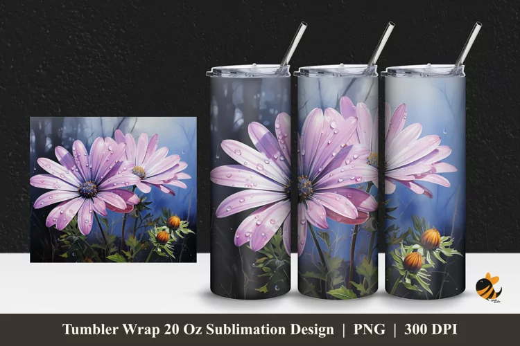 African Daisy Tumbler Wrap Sublimation Design 1