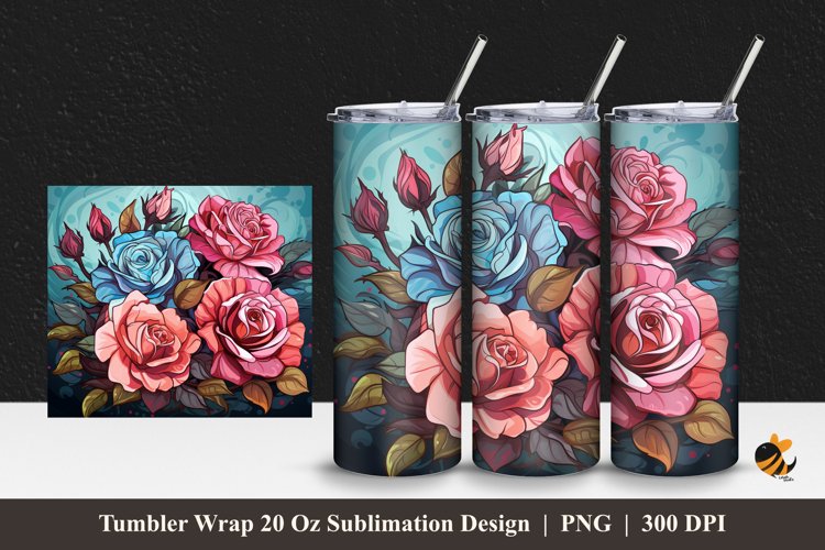 Blossom Supreme Rose Tumbler Wrap Sublimation Design 1 example image 1
