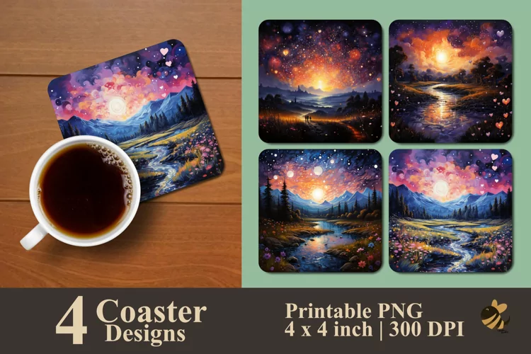 Meadow of Love Coaster Sublimation Designs