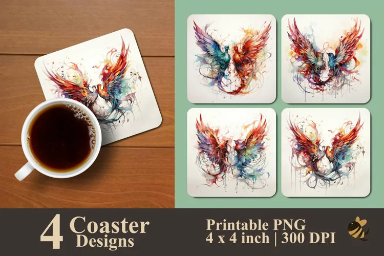 Beautiful Wings Coaster Sublimation Designs