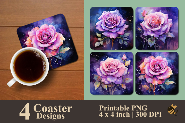 Mystical Rose Coaster Sublimation Design