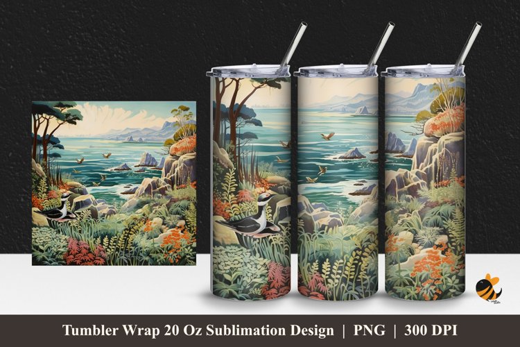 Bird Habitat Tumbler Wrap Sublimation Design 1