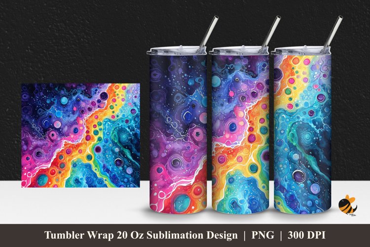 Watercolor Microbe Tumbler Wrap Sublimation Design 1 example image 1