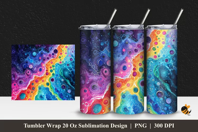 Watercolor Microbe Tumbler Wrap Sublimation Design 1