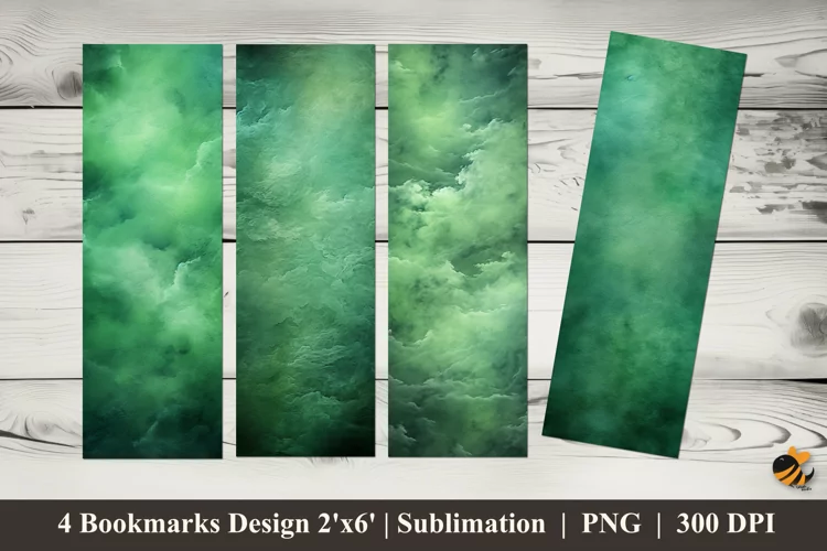 Green Clouds Bookmarks Sublimation Design
