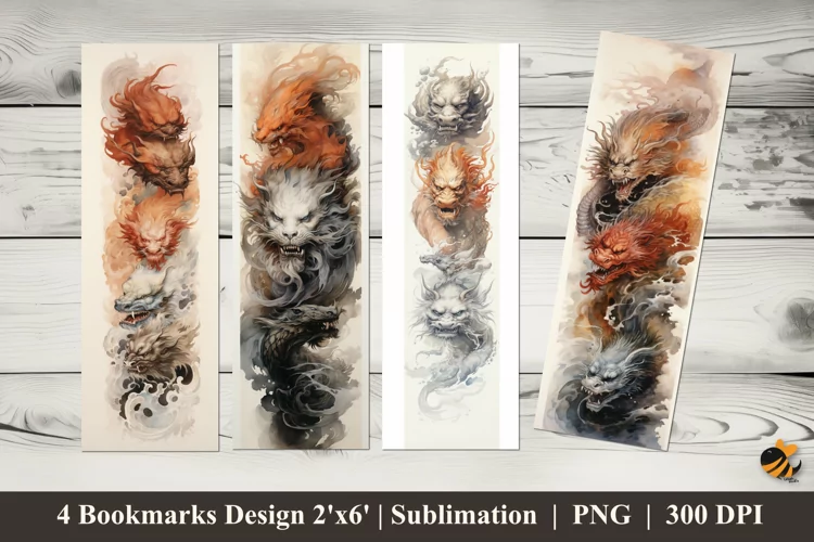 Wrath Dragon Bookmarks Sublimation Design
