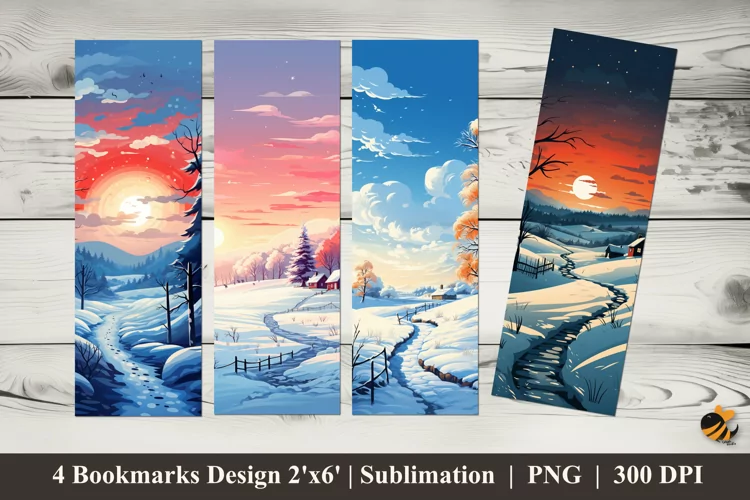 Peaceful Winter Bookmarks Sublimation Design