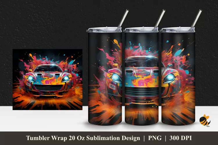 Street Car Tumbler Wrap Sublimation Design 1