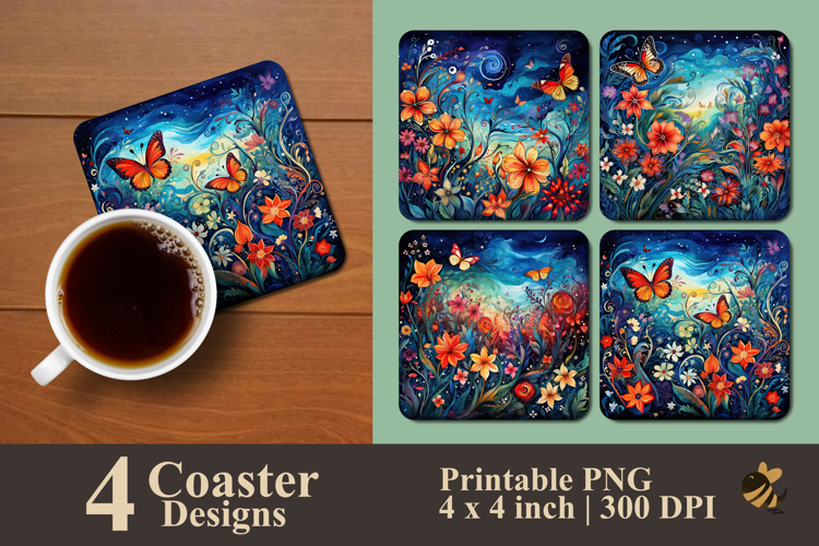 Dream Swirl Garden Coaster Sublimation Design
