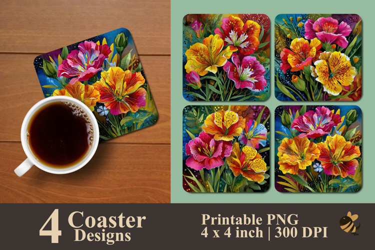 Vivid Flora Coaster Sublimation Design