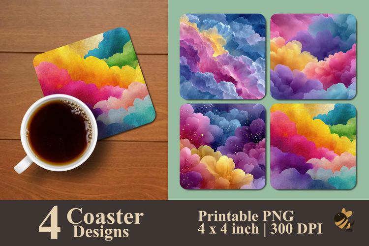 Watercolor Cloud Dream Coaster Sublimation Design