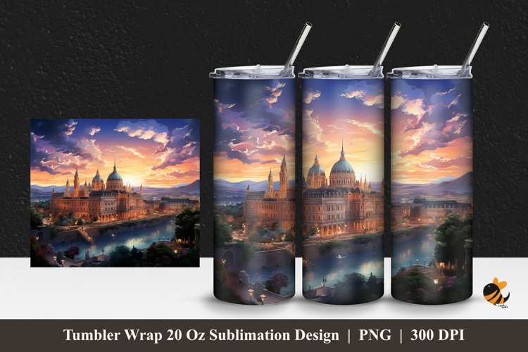 Magnificent Palace Tumbler Wrap Sublimation Design 1 example image 1