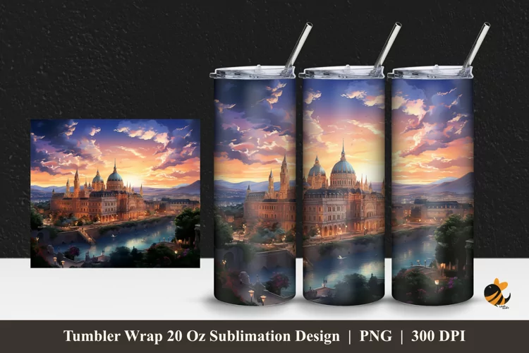 Magnificent Palace Tumbler Wrap Sublimation Design 1