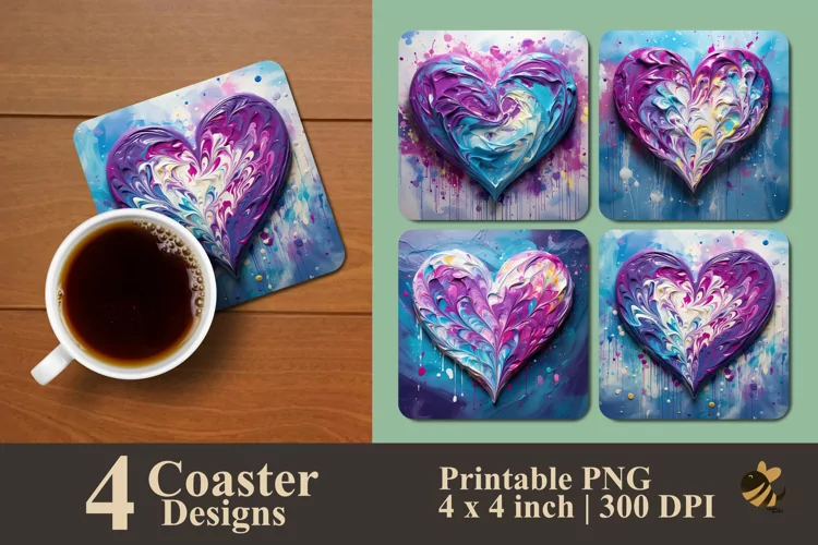 Lovely Love Coaster Sublimation Designs